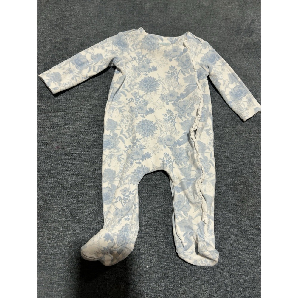 Edgehill Collection Babygirl One Piece Blue And White Outfit Size Newborn